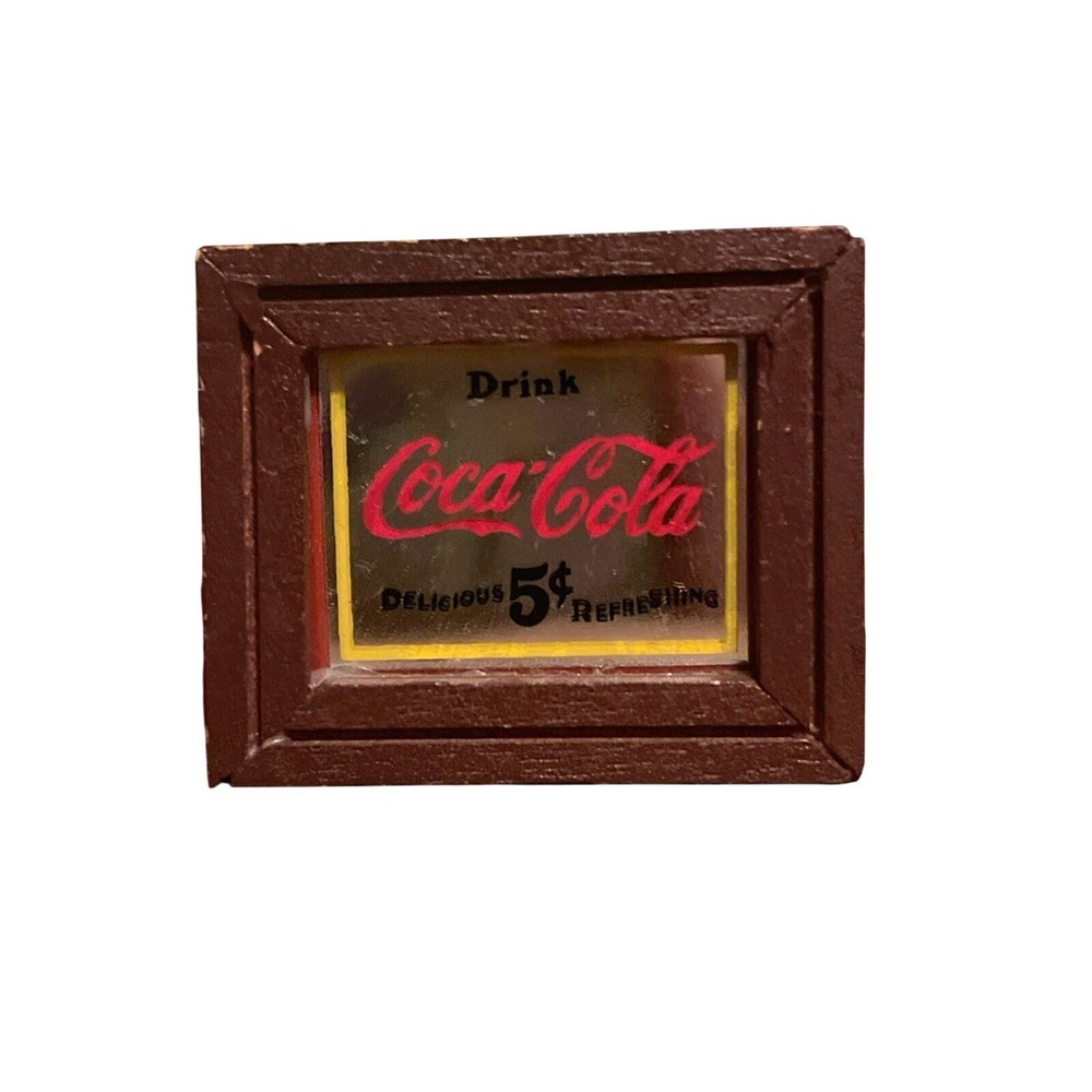 Vintage Dollhouse Miniature Coca‑Cola Advertising Mirror Miniature Accessories